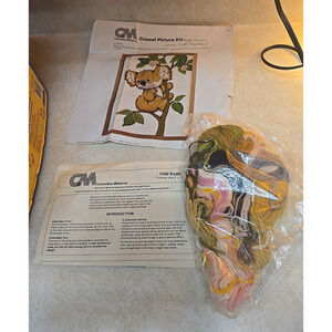 NEW Columbia Minerva Koala Crewel Picture Kit 9"x12" - Missing Wooden Circle